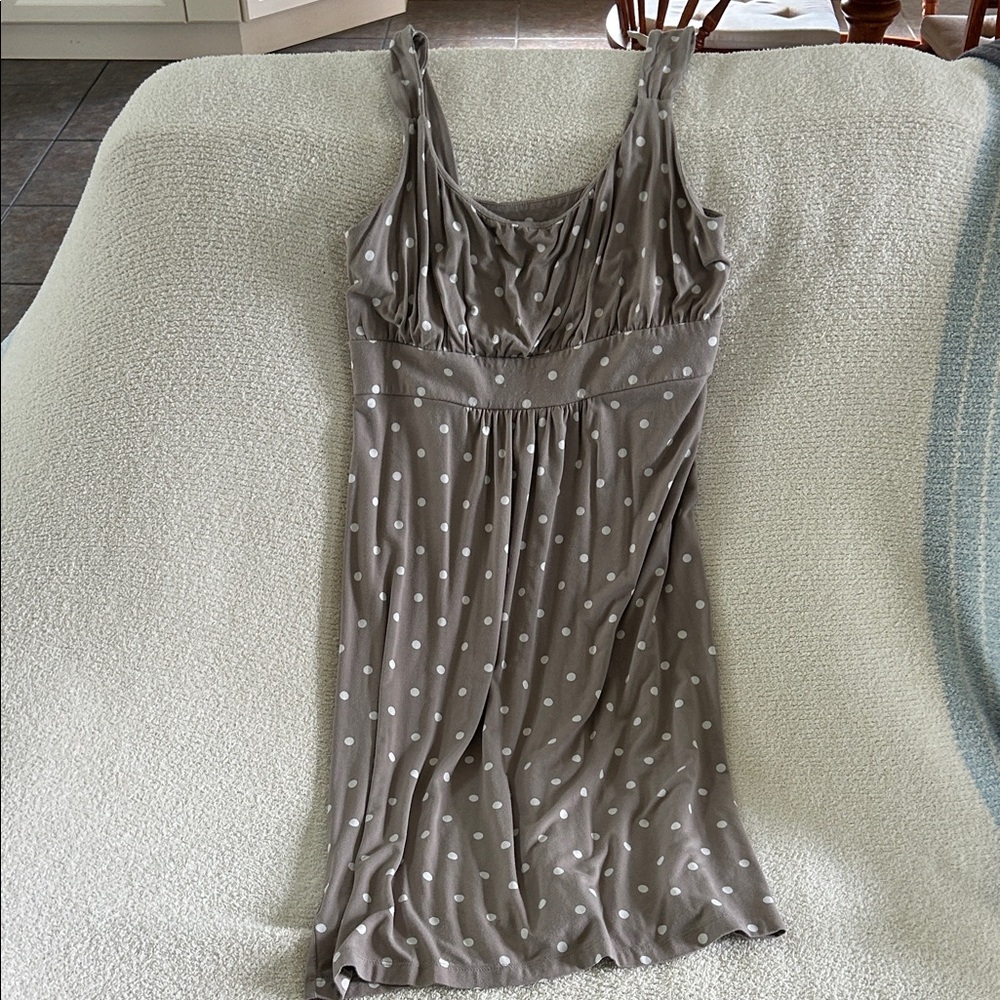 Ann Taylor Taupe Polka Dot Chemise